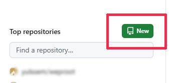 GitHub 왼쪽 영역의 New 저장소 버튼